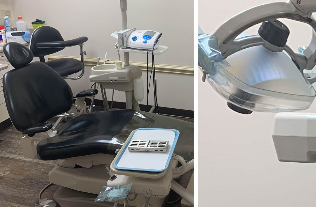 Dental chair and lamp